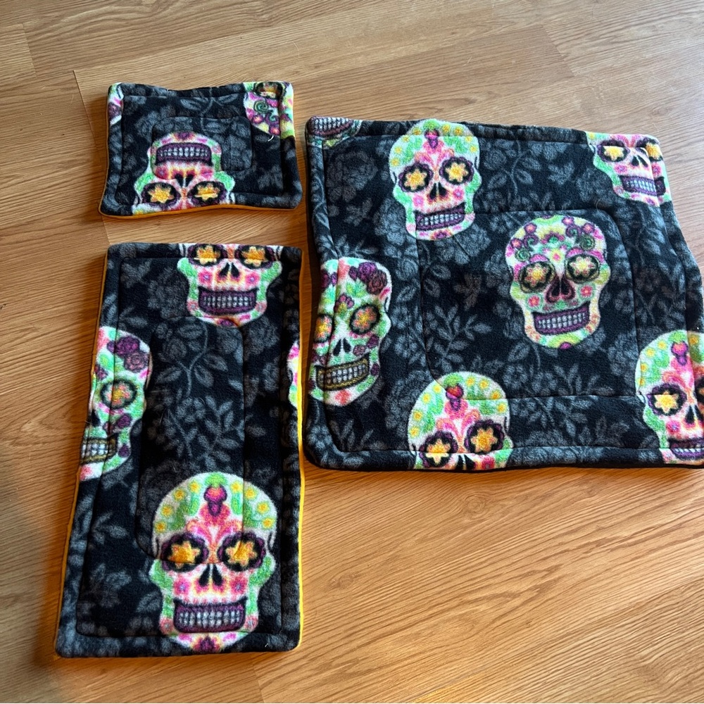 3 Premium Small Animal Piddle Pads Day of the Dead guinea pig, rabbit, dog cat